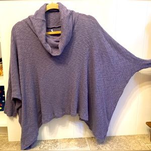 Free people purple turtleneck sweater with open back, size small.